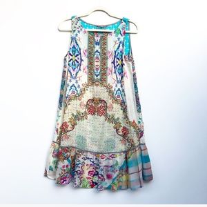 Johnny Was Printed Silk Tunic Top Medium